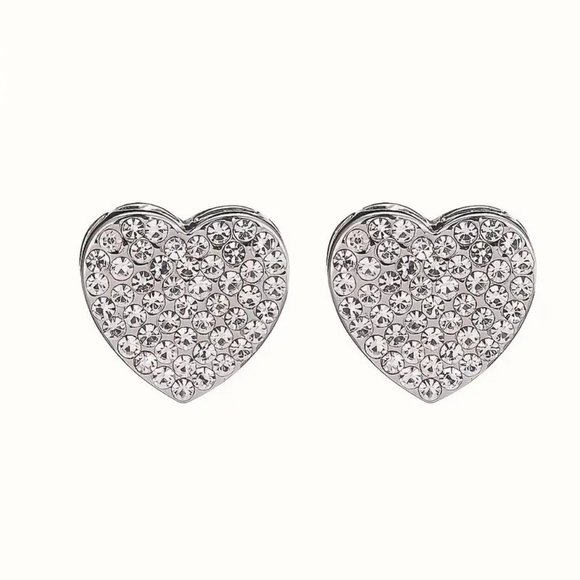 ⭐NWT Silver Heart Rhinestone Studs - Picture 3 of 3